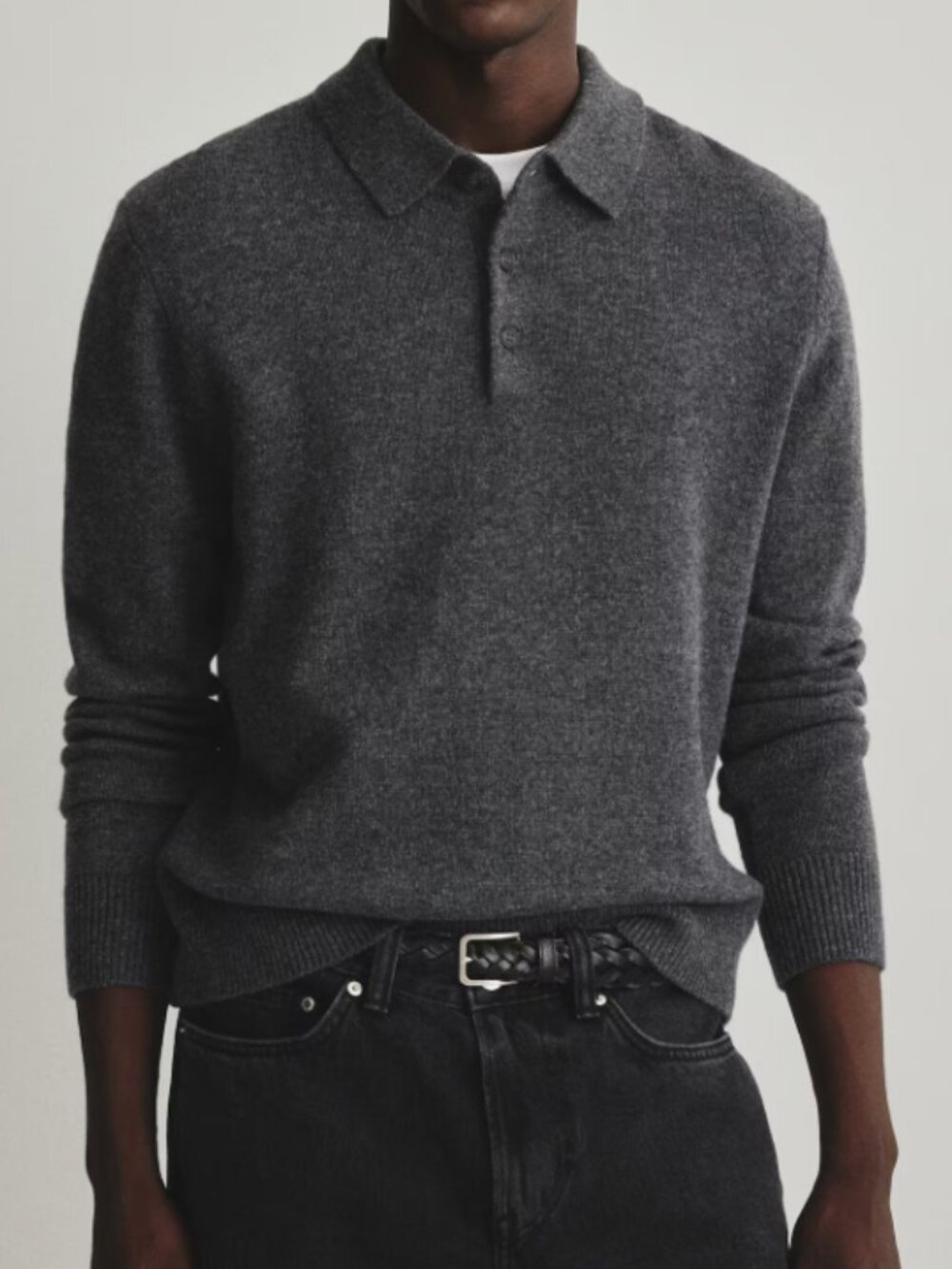 H&M Dark Gray Polo Sweater in Medium